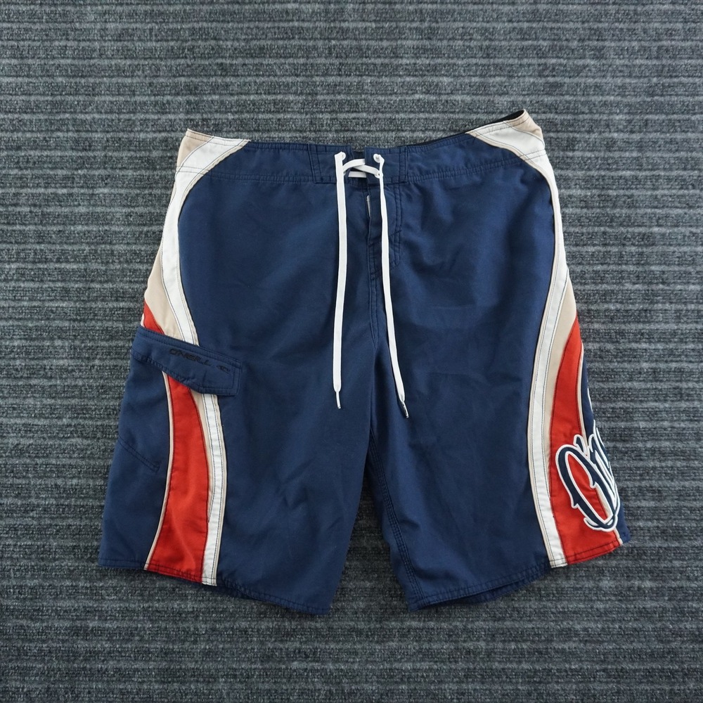 O'Neill Board Shorts Mens 34 Navy Blue Colorblock Embroidered Logo Cargo Pocket